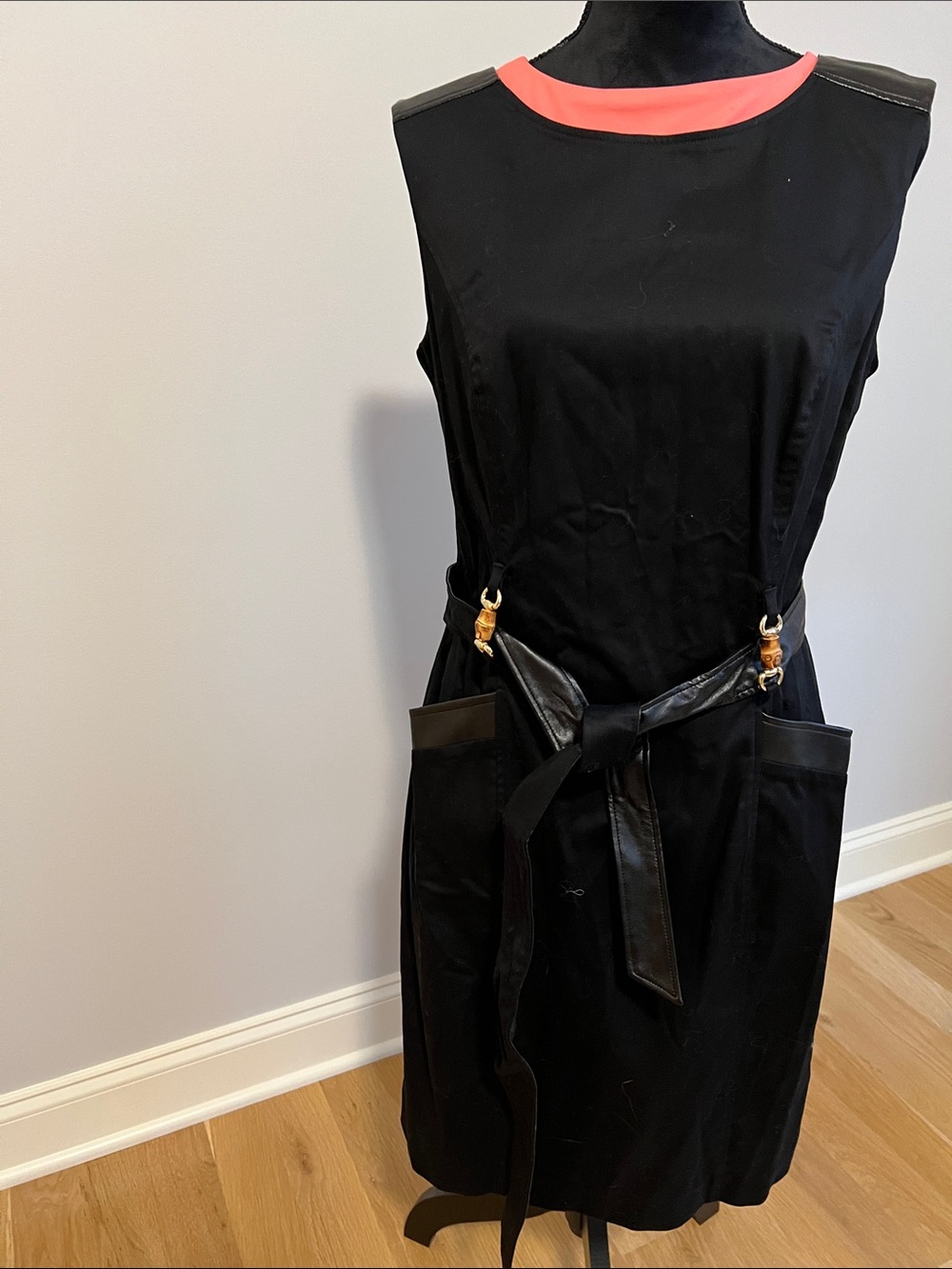 Sleeveless Black Dress with Faux-Leather Belt